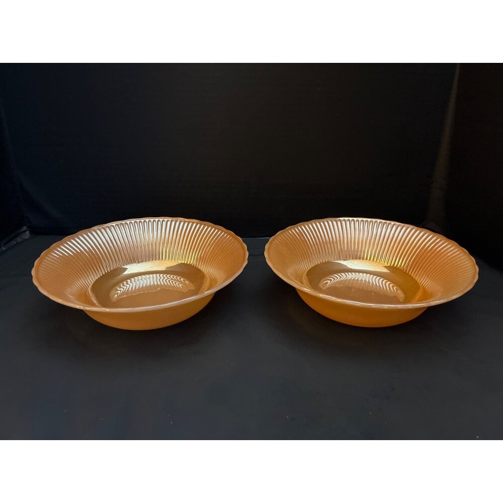 Fire King Anchor Hocking Peach Luster Serving Bowls Set of 2